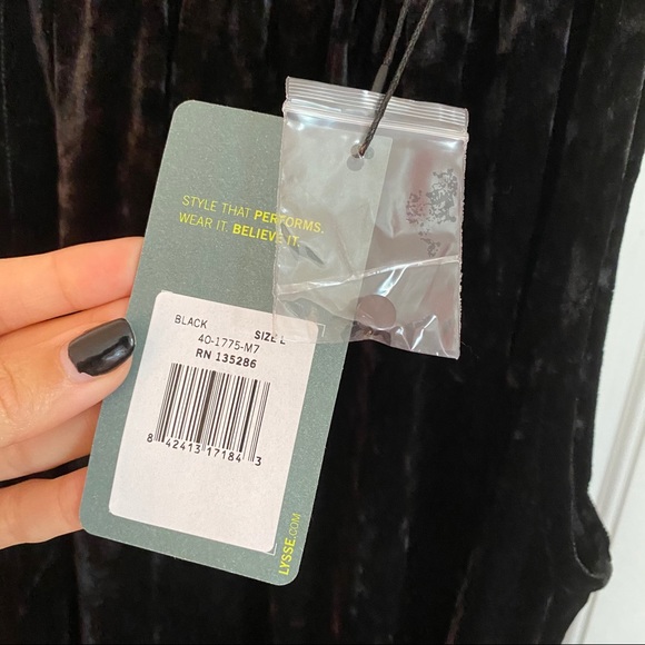 LYSSE Willa Black Crushed Velvet Halter Dress - L - Picture 8 of 13